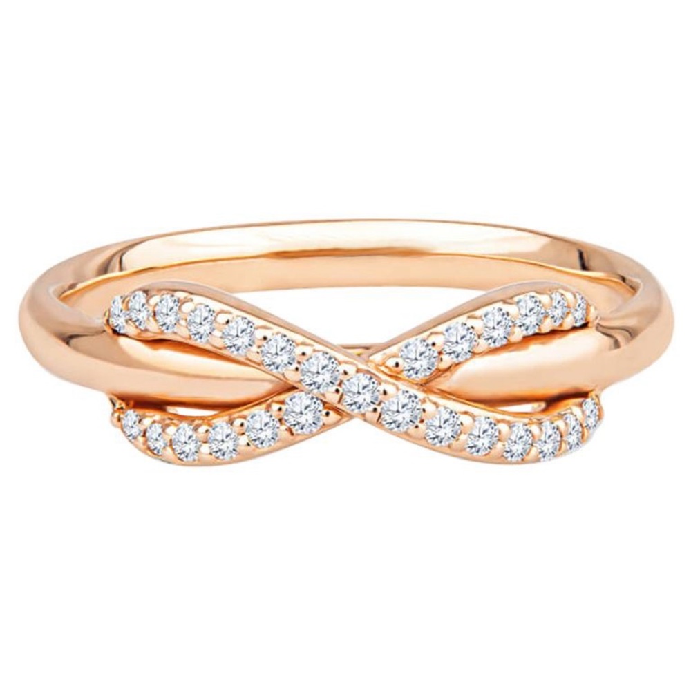 Tiffany & Co. 18K Rose Gold Diamond Infinity Ring. Size 6.5